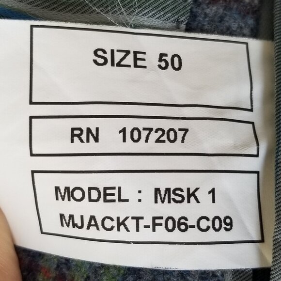 Men's Tweed Plaid Sport Coat Size US 40 Kuhlman Two-Button Smokey Blue 100% Wool - Picture 7 of 12